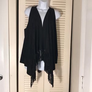 INC Black vest with frills